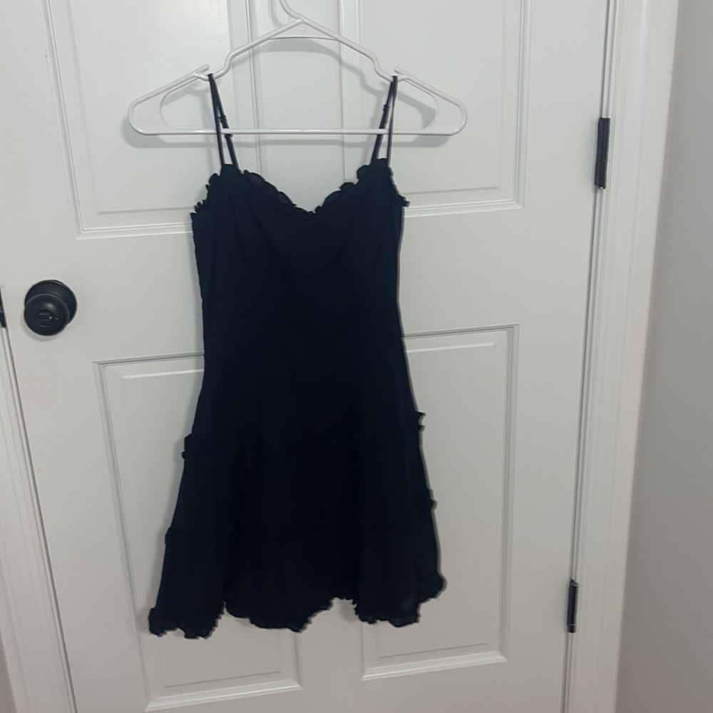 Navy Ruffle Dress - Picture 3 of 5